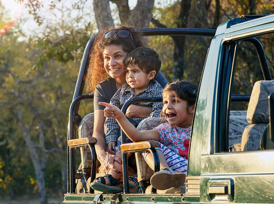Family enjoying a safari adventure