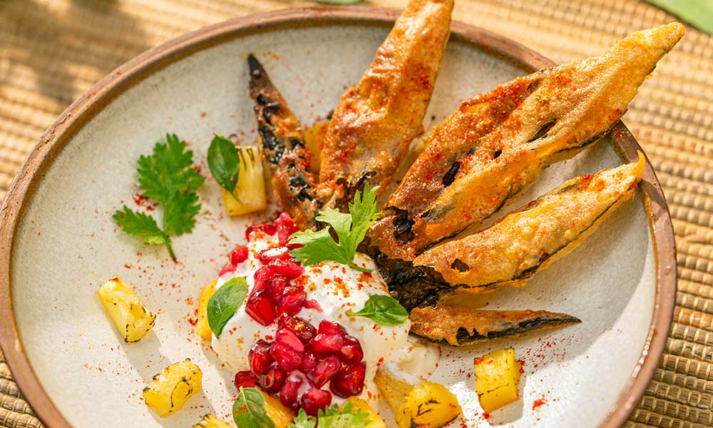 Signature plated dish at Palaash – Chef Amninder Sandhu farm to table restaurant Tipai