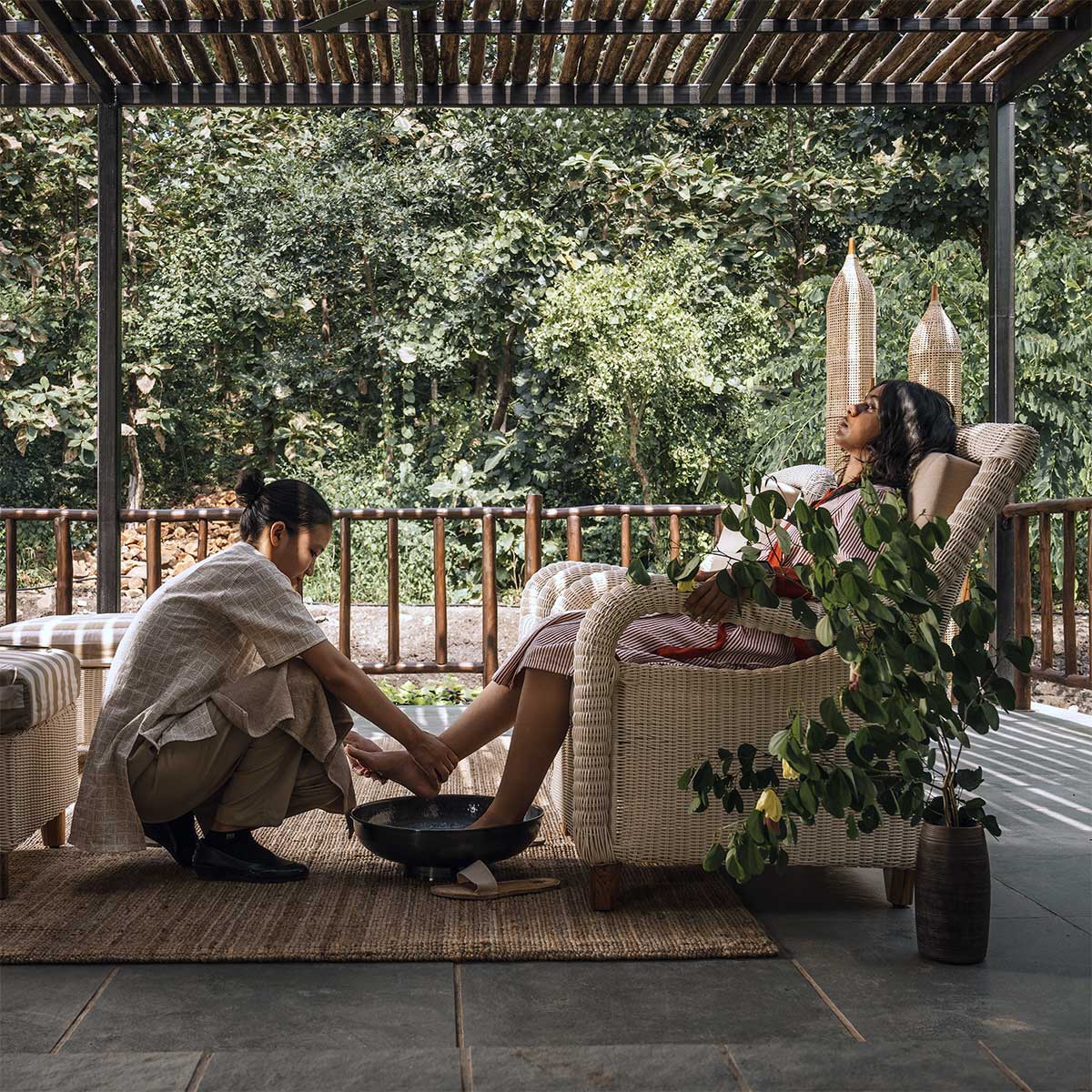 Guests relaxing at Tipai eco resort – slow travel luxury jungle stay Maharashtra India