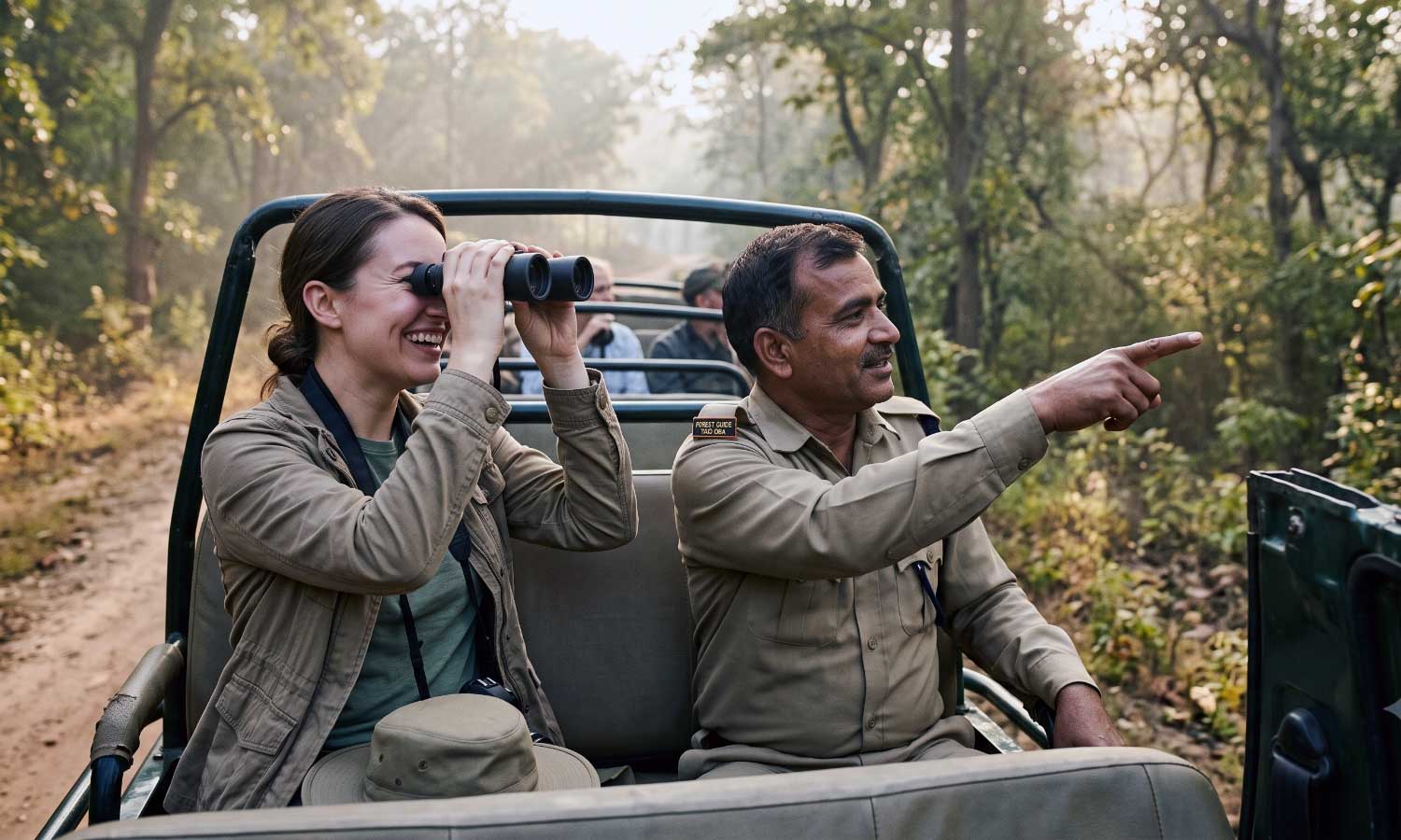 A first-time guest on a morning safari at Tipeshwar Wildlife Sanctuary with a naturalist