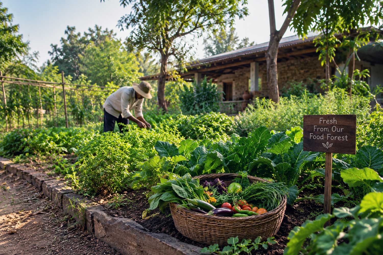 A working food garden at Tipai supplying the resort kitchen, an example of verifiable sustainable practice