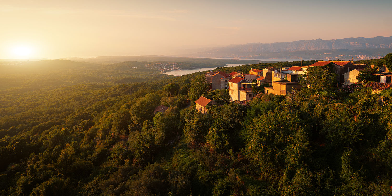 Forest canopy separating two distant villas at Tipai, illustrating genuine physical seclusion across the property