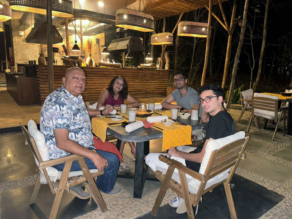 Guest enjoying meal at Wildlife Luxuries Tipai eco resort Tipeshwar Maharashtra